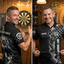 Load image into Gallery viewer, White Smokes American Flag Mens Patriotic Darts Shirt Custom Funny Skeleton Funny Dart Jerseys NYN3564