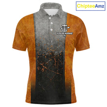 Load image into Gallery viewer, Disc Golf Basket Grunge Orange Men Disc Golf Polo Shirts Custom Disc Golf Jerseys Team Shirts For Men NYN3112