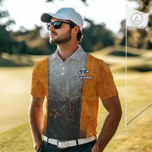 Load image into Gallery viewer, Disc Golf Basket Grunge Orange Men Disc Golf Polo Shirts Custom Disc Golf Jerseys Team Shirts For Men NYN3112
