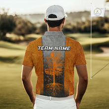 Load image into Gallery viewer, Disc Golf Basket Grunge Orange Men Disc Golf Polo Shirts Custom Disc Golf Jerseys Team Shirts For Men NYN3112