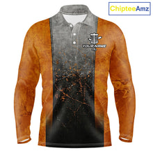Load image into Gallery viewer, Disc Golf Basket Grunge Orange Men Disc Golf Polo Shirts Custom Disc Golf Jerseys Team Shirts For Men NYN3112