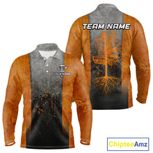Load image into Gallery viewer, Disc Golf Basket Grunge Orange Men Disc Golf Polo Shirts Custom Disc Golf Jerseys Team Shirts For Men NYN3112