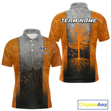 Load image into Gallery viewer, Disc Golf Basket Grunge Orange Men Disc Golf Polo Shirts Custom Disc Golf Jerseys Team Shirts For Men NYN3112