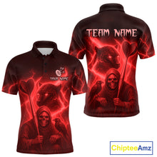Load image into Gallery viewer, Custom Panther Lightning Red Grim Reaper Dart Polo Shirt For Men Outfit Dart Team Jersey NYN1478