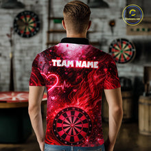 Load image into Gallery viewer, Heart Beat Red Grunge Flame Dartboard Men Darts Valentine Shirt Custom Dart Polo Couple Gifts NYN2535