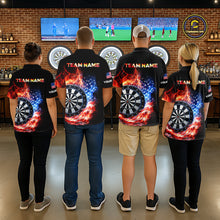 Load image into Gallery viewer, American Flag Fire Flame Smoke Dartboard Men Darts Polo Shirt Custom Dart Team Jersey Gifts NYN2537