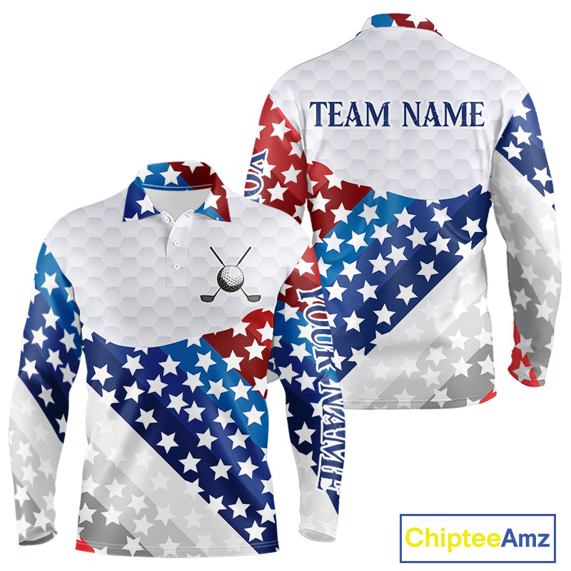 Mens Golf Polo Shirts Star Pattern Custom Patriotic Golf Team Shirts For Men, Golf Gifts NYN2915