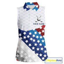 Load image into Gallery viewer, Womens Sleeveless Golf Polo Shirts Star Pattern Custom Patriotic Golf Team Shirts, Golf Gifts NYN2915