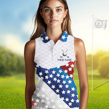 Load image into Gallery viewer, Womens Sleeveless Golf Polo Shirts Star Pattern Custom Patriotic Golf Team Shirts, Golf Gifts NYN2915