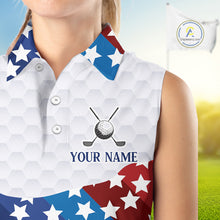 Load image into Gallery viewer, Womens Sleeveless Golf Polo Shirts Star Pattern Custom Patriotic Golf Team Shirts, Golf Gifts NYN2915