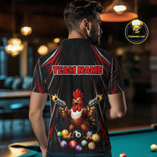 Load image into Gallery viewer, Black And Red Grunge Rooster Gun 8 Ball Mens Billiard Polo Shirts Custom Funny Billiard Team Apparel NYN3297