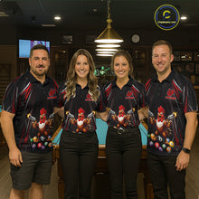 Load image into Gallery viewer, Black And Red Grunge Rooster Gun 8 Ball Mens Billiard Polo Shirts Custom Funny Billiard Team Apparel NYN3297