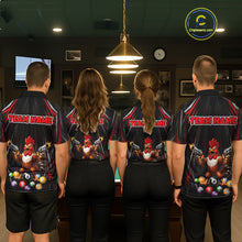 Load image into Gallery viewer, Black And Red Grunge Rooster Gun 8 Ball Mens Billiard Polo Shirts Custom Funny Billiard Team Apparel NYN3297