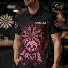 Load image into Gallery viewer, Black And Red Dripping Creepy Bear Grunge Custom Polo Dart Shirt For Men Dart Jerseys NYN2021