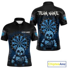 Load image into Gallery viewer, Black And Blue Dripping Creepy Bear Grunge Custom Polo Dart Shirt For Men Dart Jerseys NYN2022