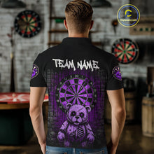 Load image into Gallery viewer, Black And Purple Dripping Creepy Bear Grunge Custom Polo Dart Shirt For Men Dart Jerseys NYN2023