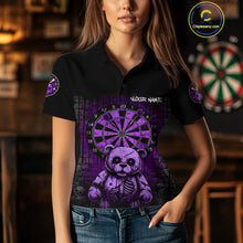 Load image into Gallery viewer, Black And Purple Dripping Creepy Bear Grunge Custom Polo Dart Shirt For Women Dart Jerseys NYN2023