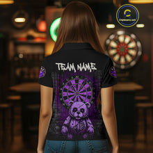 Load image into Gallery viewer, Black And Purple Dripping Creepy Bear Grunge Custom Polo Dart Shirt For Women Dart Jerseys NYN2023