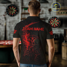 Load image into Gallery viewer, Red Smoking Skeleton Bone Cracked Dartboard Custom Men Polo Dart Jerseys Dart Gifts NYN2033