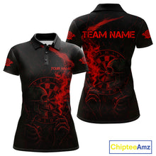 Load image into Gallery viewer, Red Smoking Skeleton Bone Cracked Dartboard Custom Women Polo Dart Jerseys Dart Gifts NYN2033