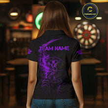 Load image into Gallery viewer, Purple Smoking Skeleton Bone Grunge Dartboard Custom Women Polo Dart Jerseys Dart Gifts NYN2035