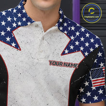 Load image into Gallery viewer, Grunge Patriotic Bowling Jerseys For Men Custom US Flag Bowling Polo 1/4-Zip Shirt, Gift For Bowlers NYN3126