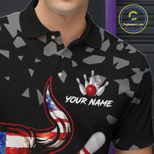 Load image into Gallery viewer, Funny US Flag Bull Grunge Bowling Polo &amp; 1/4 Zip Shirts For Men Custom Team Bowling Jerseys NYN3130