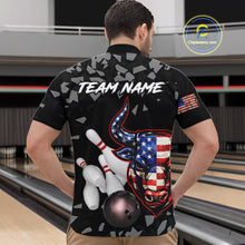 Load image into Gallery viewer, Funny US Flag Bull Grunge Bowling Polo &amp; 1/4 Zip Shirts For Men Custom Team Bowling Jerseys NYN3130