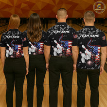 Load image into Gallery viewer, Funny US Flag Bull Grunge Bowling Polo &amp; 1/4 Zip Shirts For Men Custom Team Bowling Jerseys NYN3130