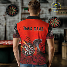 Load image into Gallery viewer, Black &amp; Red Leather Cobra Darts Custom Men Dart Polo Jersey Splatter Dart League Shirt NYN2047