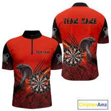 Load image into Gallery viewer, Black &amp; Red Leather Cobra Darts Custom Men Dart 1/4-Zip Jersey Splatter Dart League Shirt NYN2047