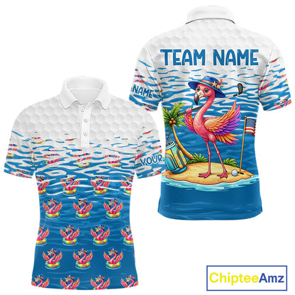 Flamingo Golf Clothing Waving Summer Golf Shirt Funny Custom Floral Golf Polo, Best Golf Gifts NYN2937