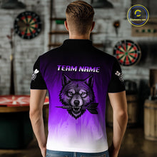 Load image into Gallery viewer, Personalized Wolf-Head Dart Arrows Purple Dart Polo Shirt For Men Dart Team Jerseys NYN2283