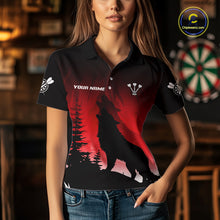 Load image into Gallery viewer, Personalized Wolf-Head Dart Arrows Red Dart Polo Shirt For Women Dart Team Jerseys NYN2284