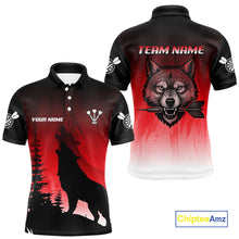 Load image into Gallery viewer, Personalized Wolf-Head Dart Arrows Red Dart Polo Shirt For Men Dart Team Jerseys NYN2284