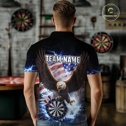 US Flag Smoke Eagle Lightning Dartboard Women Darts Shirt Personalized Patriotic Dart Quarter-Zip Jerseys NYN2575