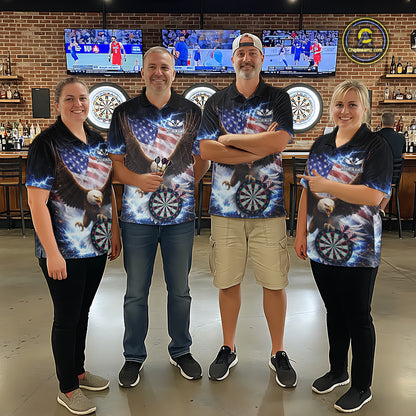 US Flag Smoke Eagle Lightning Dartboard Women Darts Shirt Personalized Patriotic Dart Polo Jerseys NYN2575