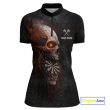Load image into Gallery viewer, Horror Orange Splatter Grunge Skull Dartboard Dart Quarter-Zip Shirts For Women Custom Dart Team Jerseys NYN2727