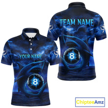 Load image into Gallery viewer, Blue Funny Shark Light 8 Ball Billiard Shirts For Men Custom Pool Billiard Team Jerseys NYN2289