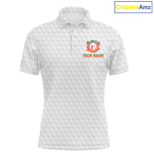 Tropical White Golf Ball Polo Golf Shirts For Men Custom Splatter Golf Team Attire For Golfers NYN3154