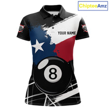 Load image into Gallery viewer, Texas Flag Splash 8 Ball Women's Billiard Polo Shirt Custom Patriotic Pool Team Jersey