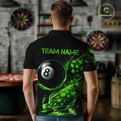 Funny Tornado Shamrock 8 Ball St Patrick's Day Men Billiard Shirts Custom Pool Balls Billiard Attire NYN2742