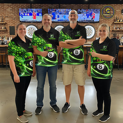 Funny Tornado Shamrock 8 Ball St Patrick's Day Men Billiard Shirts Custom Pool Balls Billiard Attire NYN2742