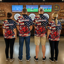 Load image into Gallery viewer, Red Dripping Rhino Funny Women Darts Polo 1/4-Zip Shirt Custom Grunge American Flag Dartboard Apparel NYN3358