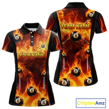 Load image into Gallery viewer, Fire Flame Ball 8 Billiard Pool Jerseys For Women Custom Ball 8 &amp; Cue Billiard Team Jersey NYN2318