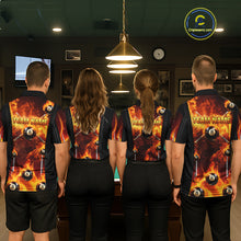 Load image into Gallery viewer, Fire Flame Ball 8 Billiard Pool Jerseys For Men Custom Ball 8 &amp; Cue Billiard Team Jersey NYN2318