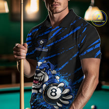 Load image into Gallery viewer, Blue Splatter Ball 8 Billiard Jerseys For Men Custom Funny Bulldog Billiard Team Jersey NYN2319