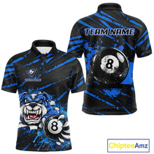 Load image into Gallery viewer, Blue Splatter Ball 8 Billiard Jerseys For Men Custom Funny Bulldog Billiard Team Jersey NYN2319