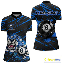 Load image into Gallery viewer, Blue Splatter Ball 8 Billiard Jerseys For Women Custom Funny Bulldog Billiard Team Jersey NYN2319
