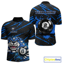 Load image into Gallery viewer, Blue Splatter Ball 8 Billiard Jerseys For Men Custom Funny Bulldog Billiard Team Jersey NYN2319